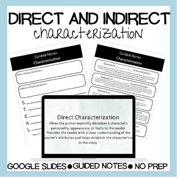 Preview of Indirect & Direct Characterization Lesson Plan Google Slides Guided Notes 