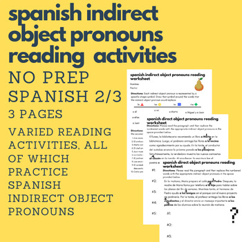 Preview of Indirect Object Pronouns Reading Activities (Spanish 2/3)
