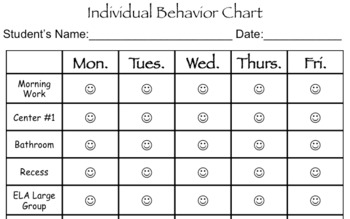 Individual Behavior Chart by Simply Teaching Youngins | TPT