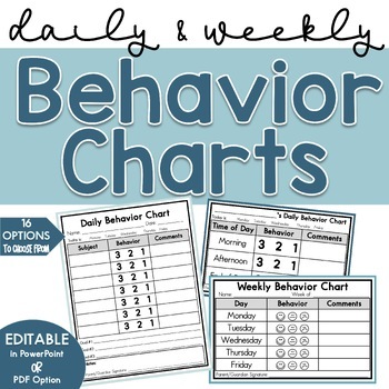 Individual Behavior Chart | Daily and Weekly Option | PDF and Editable ...