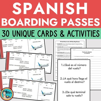 Preview of Boarding Pass Spanish Set of 30 and Activities