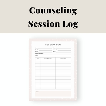 Individual Counseling Session Log, Cute Simple Pastel Pink Notes