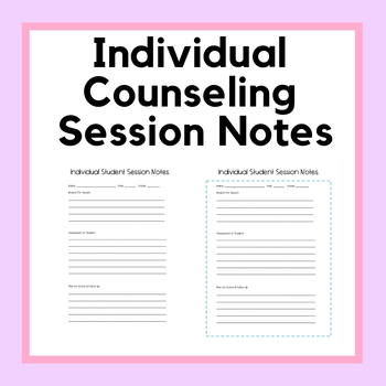 Individual Counseling Session Notes by The Kid Advocate | TpT