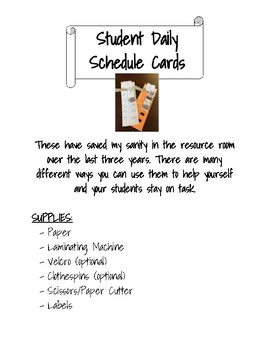 Individual Daily Schedule Cards