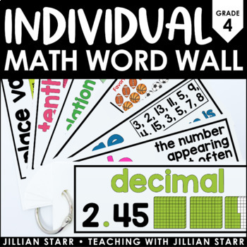 Preview of Individual Math Word Wall 4th Grade | Student Word Wall Ring