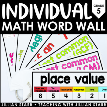 Preview of Individual Math Word Wall 5th Grade | Student Math Word Wall Ring