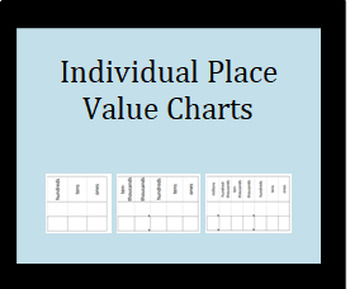 Preview of Individual Place Value Charts - 5 different charts