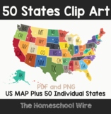 Individual State Shapes with state capitals plus US MAP De