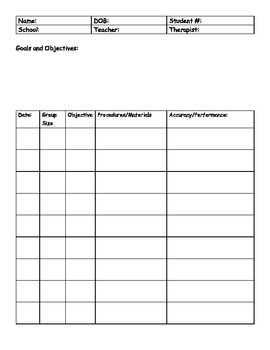 Individual Student Data Sheet by The Crafty SLP | TPT