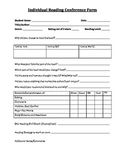 Individual Student Reading Conference Form - Teacher Fills In