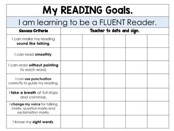 english grade for reading 7 Tracking goals and Reading  Individual Posters  Student