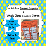 Individual Student Schedule & Whole Class Schedule Editable Cards