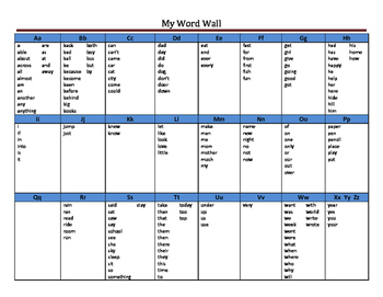 Preview of Individual Student Word Wall (with words)