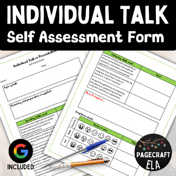Preview of Individual Talk Self Assessment Evaluation and Reflection Form