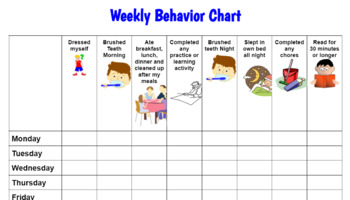 Individual Weekly Behavior Chart by Laney Kortas | TPT