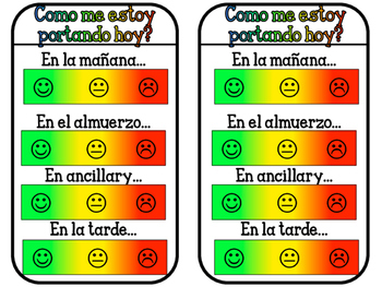 Preview of Individual daily behavior chart in Spanish