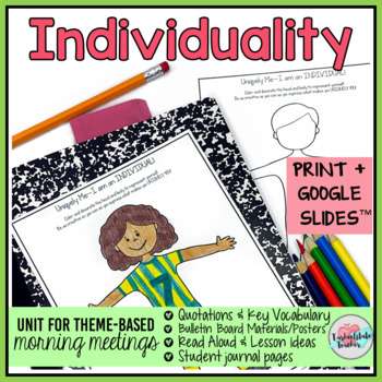 Preview of Individuality Be Yourself Activities for Social Emotional Learning Print Digital