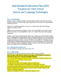 IEP Template for Ohio School Speech and Language Pathologists