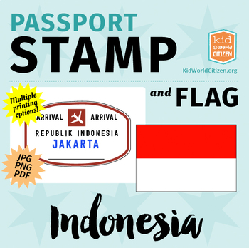 Preview of Indonesia Passport Stamp & Flag, Poster & Clip Art for Around the World Unit