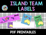 Indonesian Island Table Team Labels, Note Slips and Tray Labels
