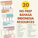 Indonesian NO PREP Teaching Bundle Posters, Flashcards, Wo