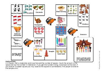 Preview of Indonesian Numbers Board Game (editable)