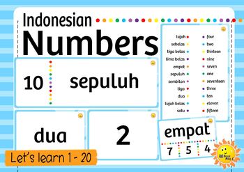 Preview of INDONESIAN | Numbers Practice Pack (Task/Flash/Word Wall Cards)
