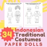 Indonesian TRADITIONAL COSTUMES Paper Dolls (one full page