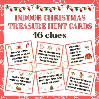Preview of Indoor christmas treasure hunt brain breaks fun reading activity primary 4th 5th