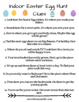Easter Egg Hunt Clues Worksheets Teaching Resources Tpt