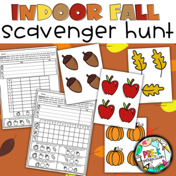 Preview of Indoor Fall Scavenger Hunt Math Activity - Graphing, More than, Less than, Equal