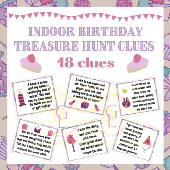 Preview of Indoor Birthday treasure hunt brain breaks fun reading activity primary 4th 5th