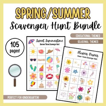 Preview of Warm Weather Spring/Summer Printable Scavenger Hunt Bundle