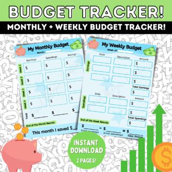 Preview of Monthly and Weekly Budget Tracker for Kids! Money Management, Finance for Kids