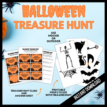 Indoor and Outdoor Halloween Treasure Hunt Clues with Props by Little HaloJ