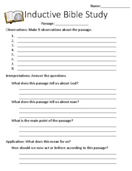 inductive bible study worksheet by christ centered education tpt