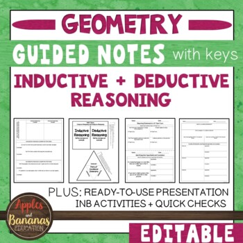 Preview of Inductive and Deductive Reasoning- Guided Notes, Presentation and INB Activities