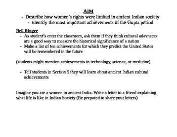 Preview of Indus River Valley (Guptas) Life and Culture- Women's graphic organizer