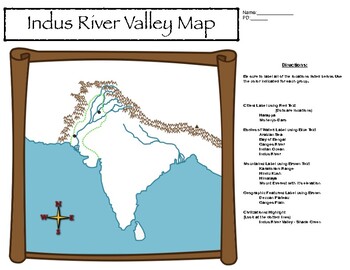 Indus River Valley Map Activity, Answer Key, Map Quiz, Distance Learning