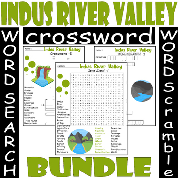 Indus River Valley WORD SEARCH/SCRAMBLE/CROSSWORD BUNDLE PUZZLES