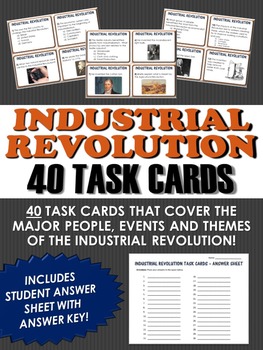 Preview of 40 Industrial Revolution Task Cards with Answer Sheet! Great for Review!