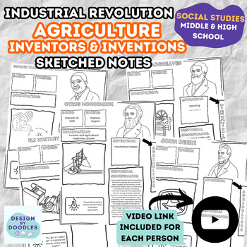 Preview of Industrial Revolution Agriculture Inventors & Inventions SKETCHED NOTES BUNDLE