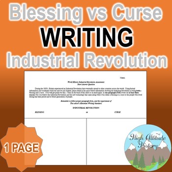 Preview of Industrial Revolution Blessing vs Curse Writing (World History)