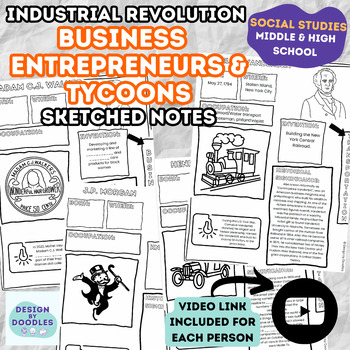 Preview of Industrial Revolution Business Entrepreneurs & Tycoons SKETCHED NOTE BUNDLE