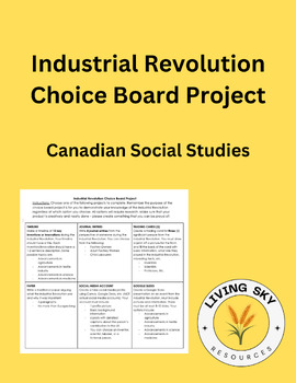 Preview of Industrial Revolution Choice Board Project - History 10, Social 10 Saskatchewan