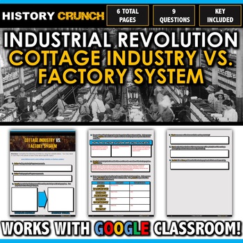 Preview of Industrial Revolution Cottage Industry vs. Factory System - Questions and Key