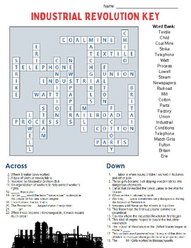 Industrial Revolution Crossword Puzzle with Answer Key by Stokes