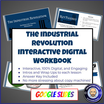 Preview of Industrial Revolution Digital Interactive Workbook Unit Activities on Slides!