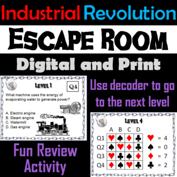Preview of Industrial Revolution Activity Escape Room (History & Inventions: Cotton Gin etc