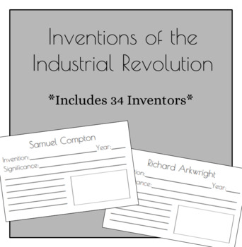 Preview of Industrial Revolution Inventor Research Cards